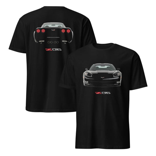 Black vette C6 Z06 Front and Rear Short-Sleeve Unisex T-Shirt Black