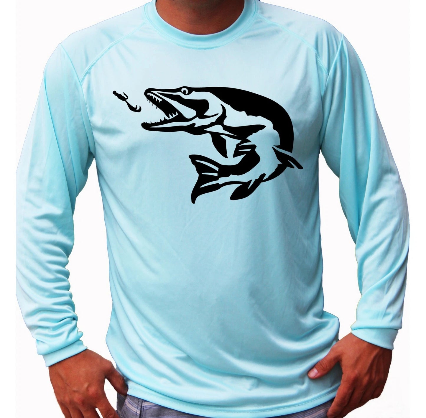 Pike Fish Fishing Boat Sport Long Sleeve UPF 30 T-Shirt Sun UV Protection Beach