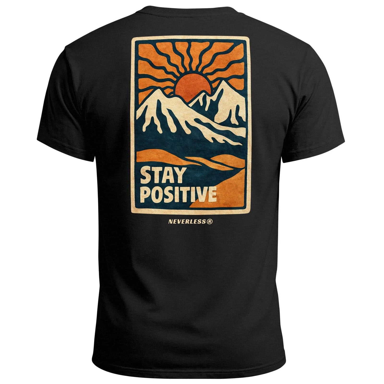 Mens T-Shirt Back Print Outdoor Graphic Print Stay Positive Good Vibes Fashion