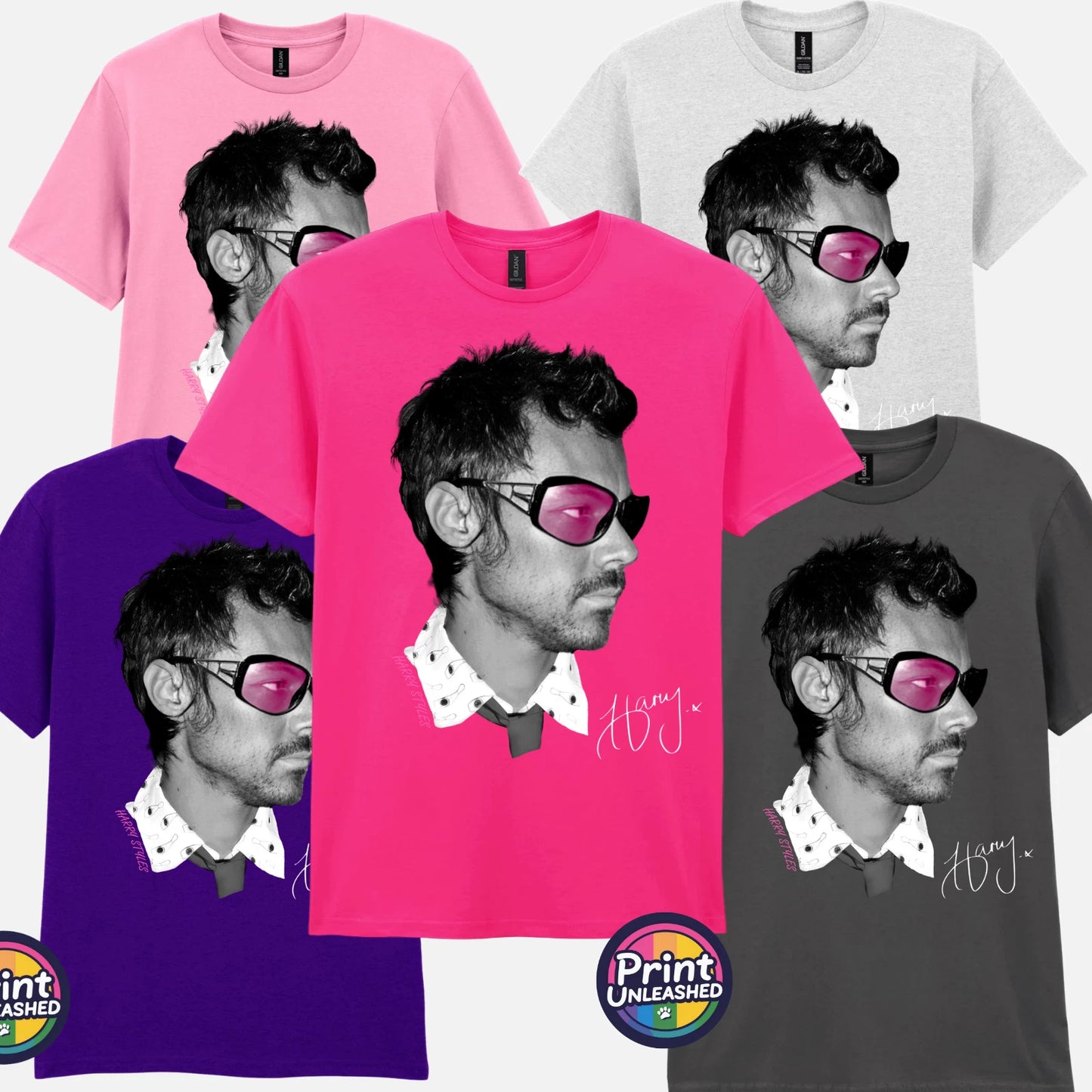 Harry Styles T-Shirt Harry Image & Printed Signature Tee Unisex Multiple Colours