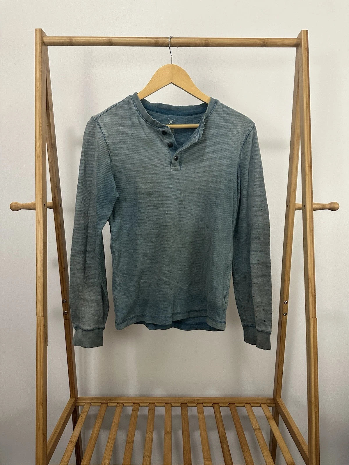 VTG Gradient Sun Faded Thrashed Distressed Grunge Worn Hensley Top WIP Shirt XS