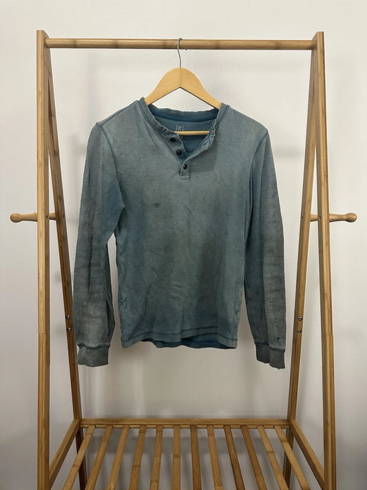 VTG Gradient Sun Faded Thrashed Distressed Grunge Worn Hensley Top WIP Shirt XS