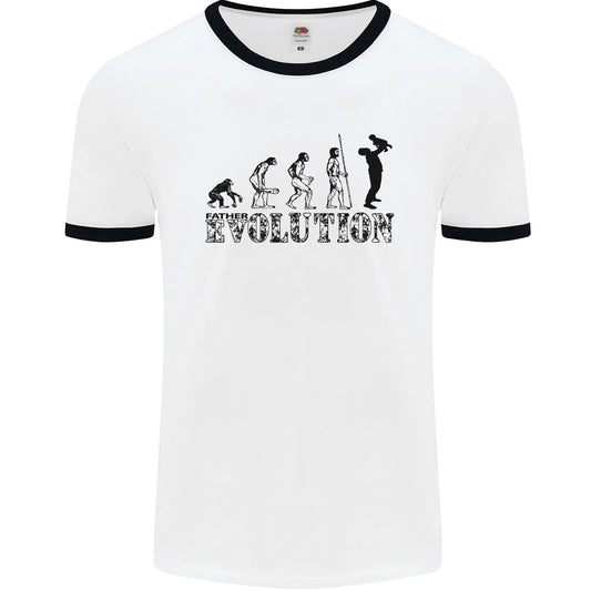 Father And Son Evolution Fathers Day Dad Mens Ringer T-Shirt