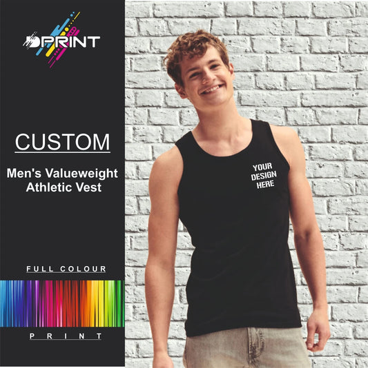 CUSTOM PRINTED Men's ATHCLETIC VEST WORK WEAR BUSINESS BRAND UNISEX