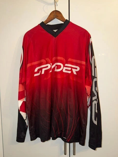 Spyder long sleeve shirt, V neck, size L men, red