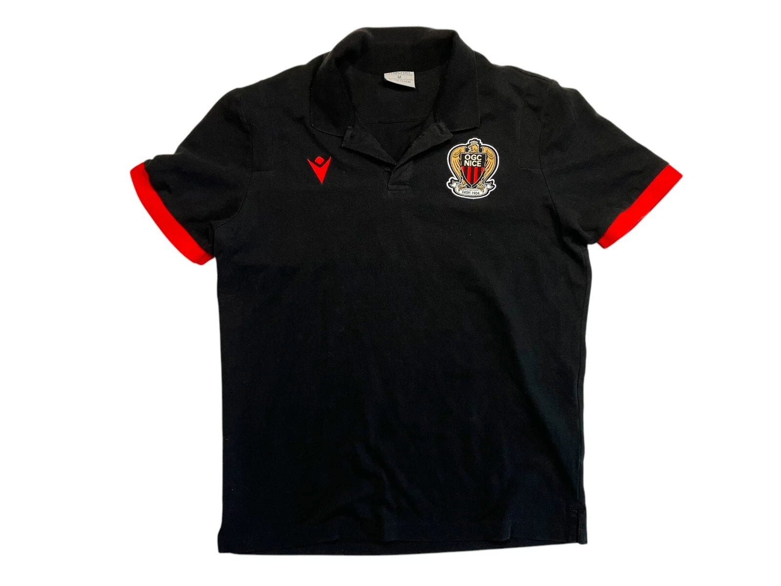 OGC NICE Black/Red FRENCH FOOTBALL POLO SHIRT Macron Soccer France Fan Adult M