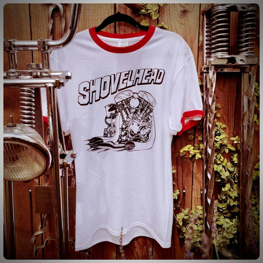 SHOVELHEAD OG FIRE ENGINE vintage style ringer 3d emblem screenstar harley biker