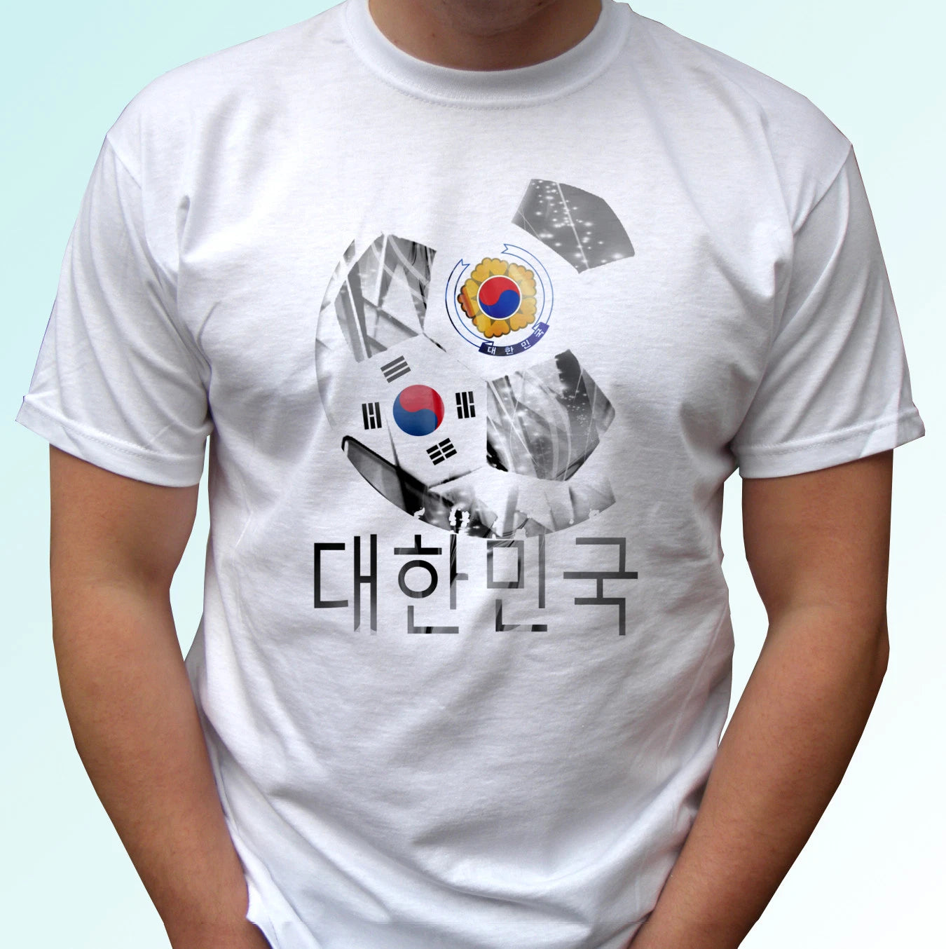 South Korea flag white t shirt design soccer gift cup top tee all sizes