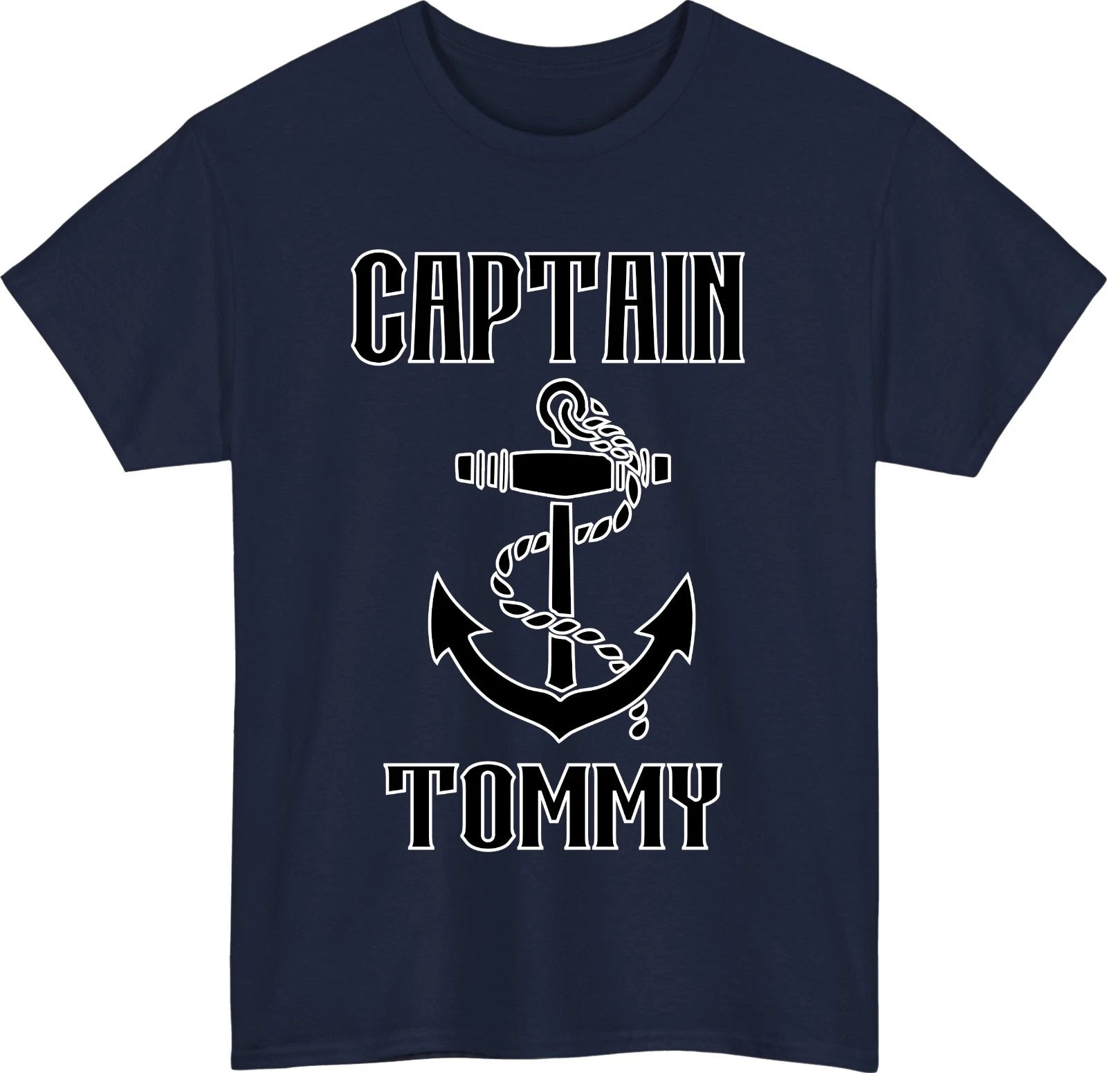 Personalized Captain Name T-Shirt- Custom Boat Anchor Nautical Boating Gift Tee