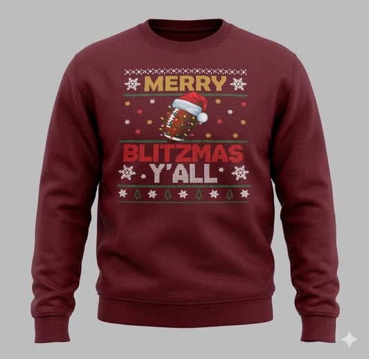 Merry Blitz-Mas FREE SHIPPING Football Crew Neck NEW SweatShirt