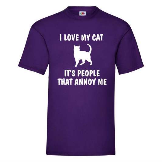 Funny Cat Lover T-Shirt Christmas Gift - I Love My Cat,It's People That Annoy Me