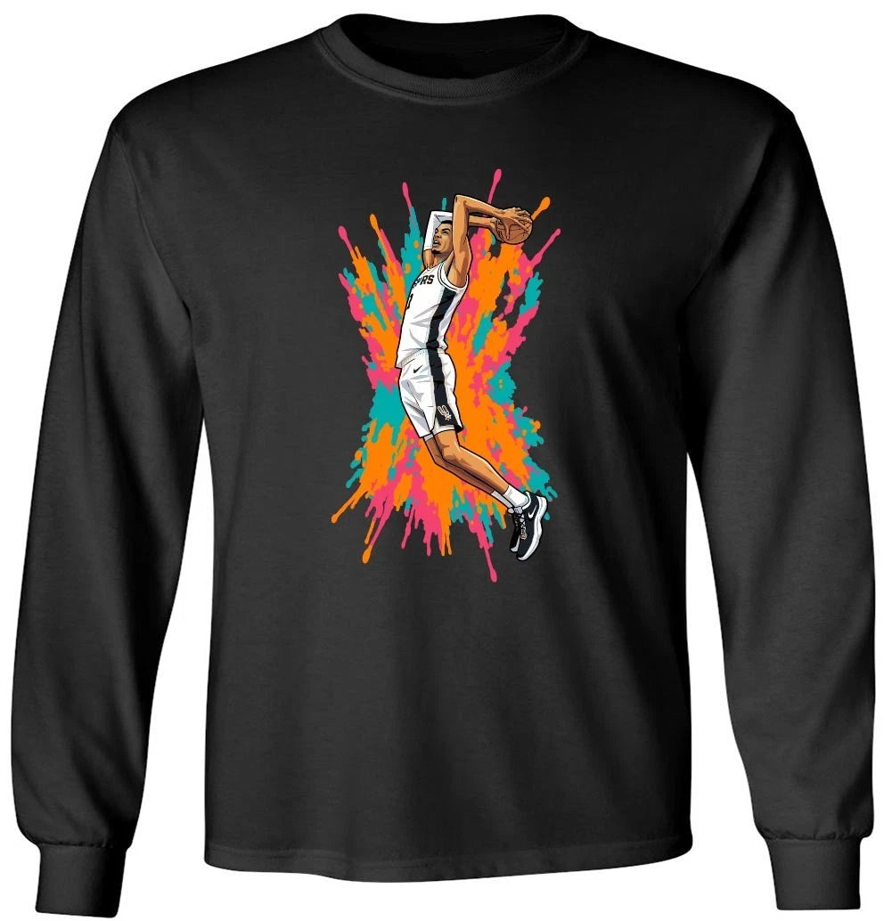 Victor Wembanyama Spurs Spray Paint Long Sleeve T-Shirt
