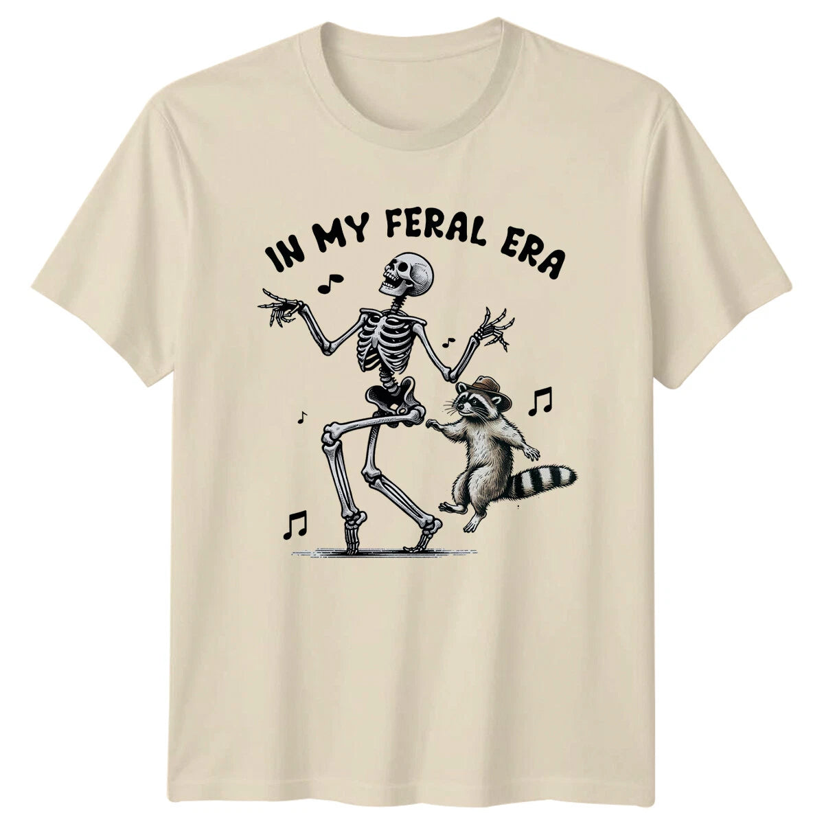 In My Feral Era Skeleton Raccoon Dance Funny Graphic T-Shirt