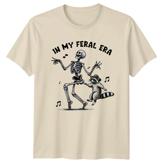 In My Feral Era Skeleton Raccoon Dance Funny Graphic T-Shirt