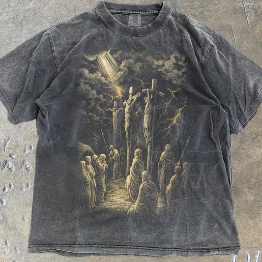 Jesus Crucifixion Scene Vintage Style Graphic Shirt,Retro Comfort Jesus