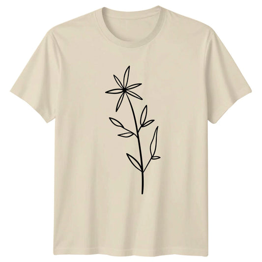 Simple Botanical Flower Line Art T-Shirt Minimalist Floral Birthday Gift