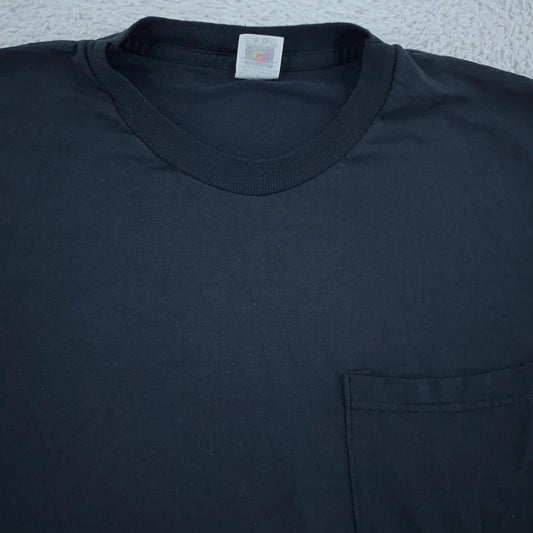Vintage 90s Blank Black Fruit of the Loom Pocket Shirt Mens Small/Medium Tee