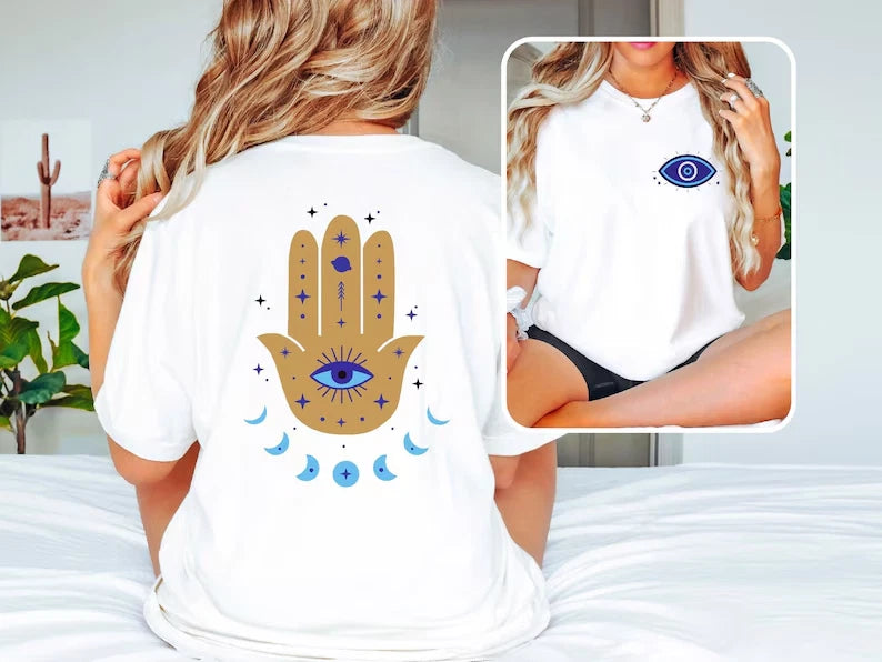Hamsa Evil Eye Shirt Good Vibes Graphic Tee