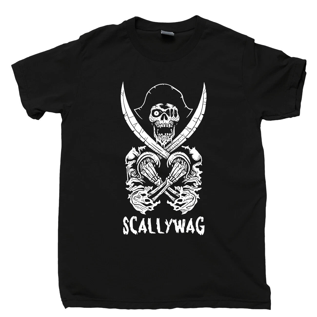 Scallywag Pirate T Shirt Blackbeard Jolly Roger Skull Crossbones Skeleton Tee