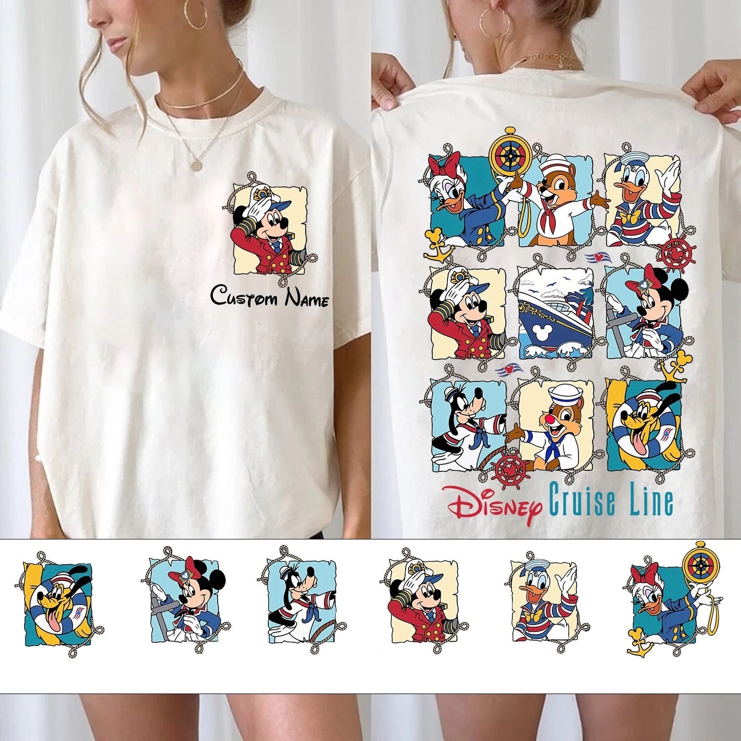 2-Sided Custom Disney Cruise Line Mickey & Friends Unisex Adult Kid Tee 552624