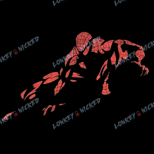 Spider Silhouette T-Shirt — Distressed Red Web Crawler Comic Tee | Vintage Style