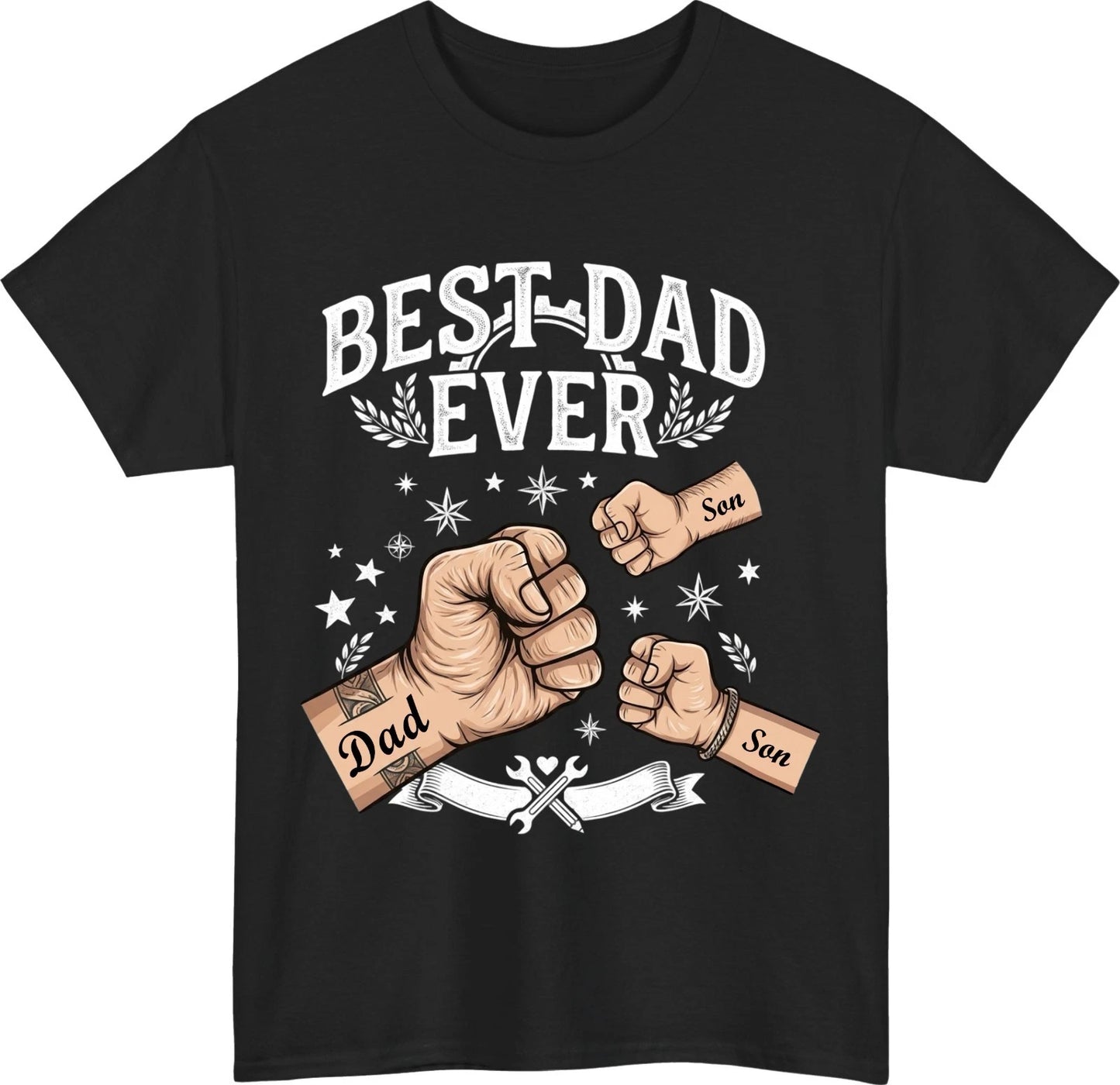 Personalised Best Dad Ever T-Shirt - Custom Name Tee - Father’s Day Gift Tee Top