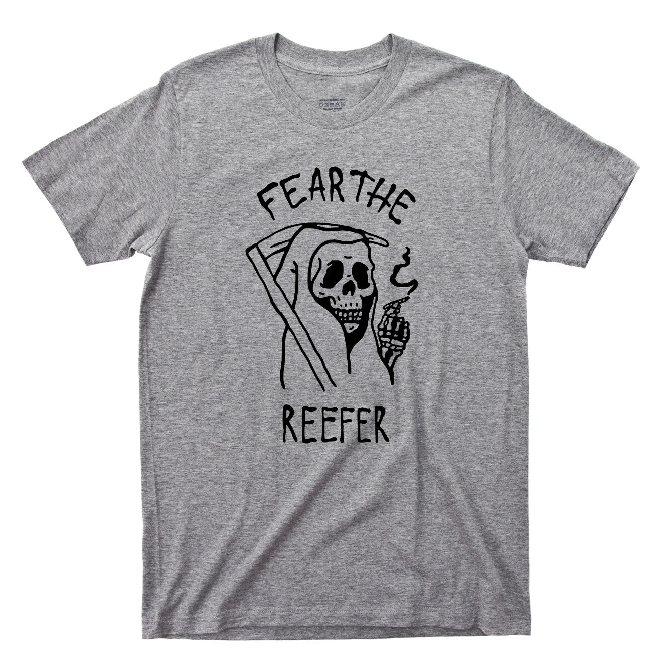 Grim Reaper T Shirt Fear The Reefer Marijuana Cannabis Spliff Doobie Joint Tee