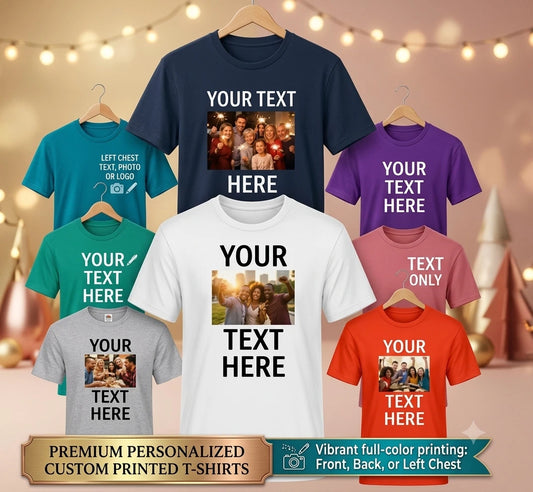 Personalised T-Shirt Custom Printed Your Text Photo Logo Stag Do Hen Party Top