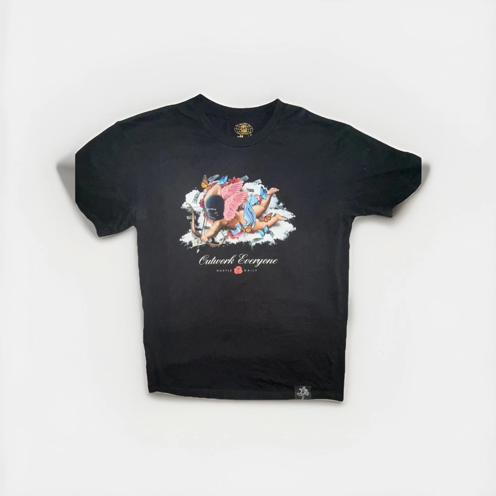 Muerte Hustle Daily Black Angel Graphic Cotton Men's Crew Neck T-Shirt XL