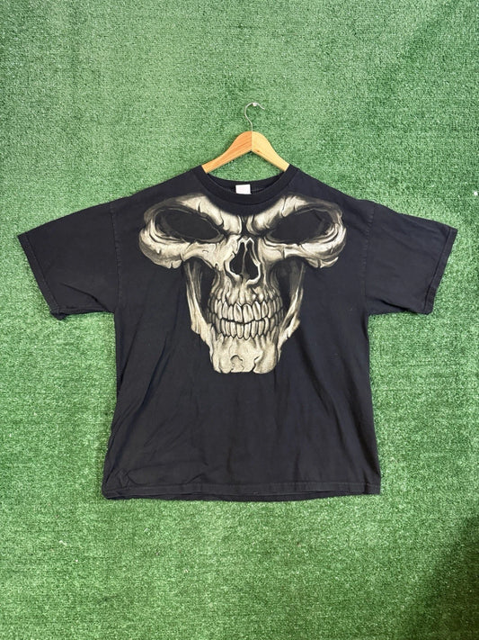 Vintage Shirt Adult 2XL Black Ghost Motorcycle Biker Big Skull Y2K