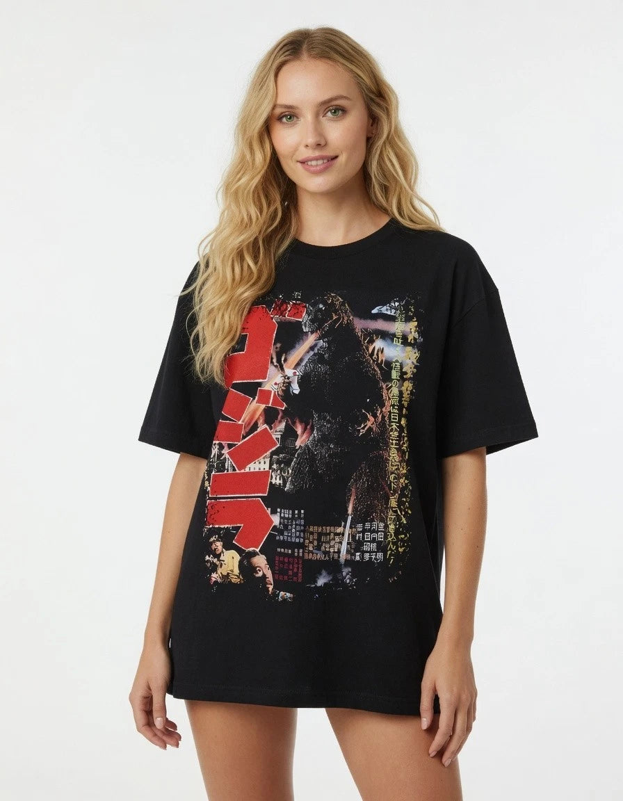 Classic Japanese Kaiju Monster Movie Poster Graphic T Shirt Tee