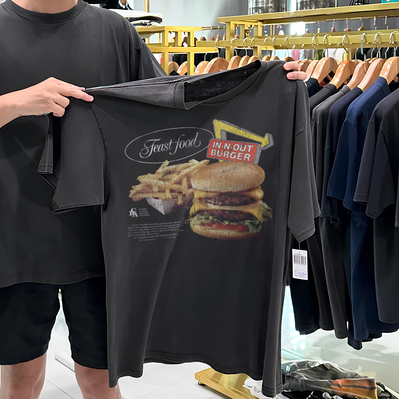 Feast Food 90's In-n-Out Aged T-Shirt Black M