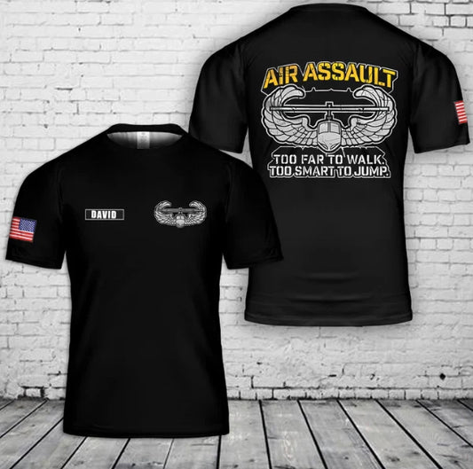 Custom Name US Rappel Master Tab w Air Assault Badge 3D T-Shirt