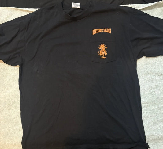 Vintage Jensen Cheyenne Saloon Graphic Pocket T-Shirt Black Cotton Men's XL