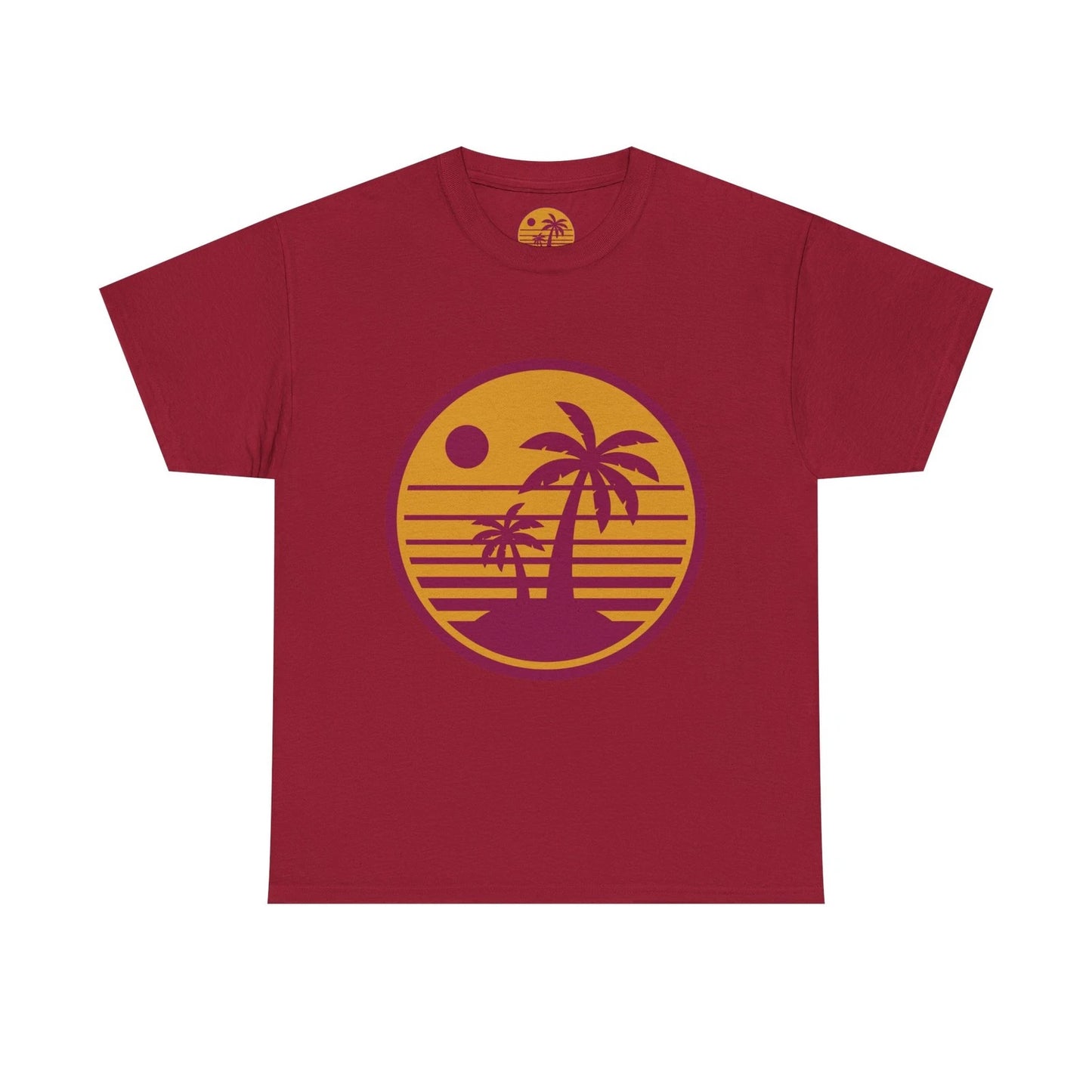 Retro Palm Tree Sunset T-Shirt | Vintage Beach Circle Design