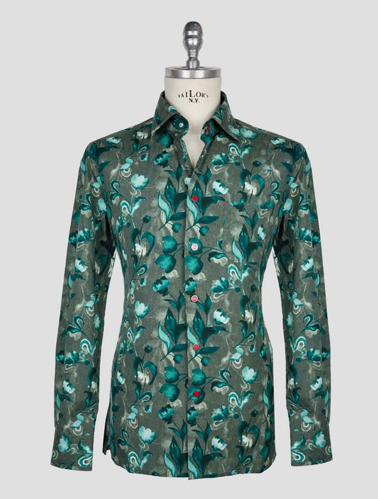 NEW KITON MULTICOLOR COTTON SHIRT US 17 - EU 43 SKE11
