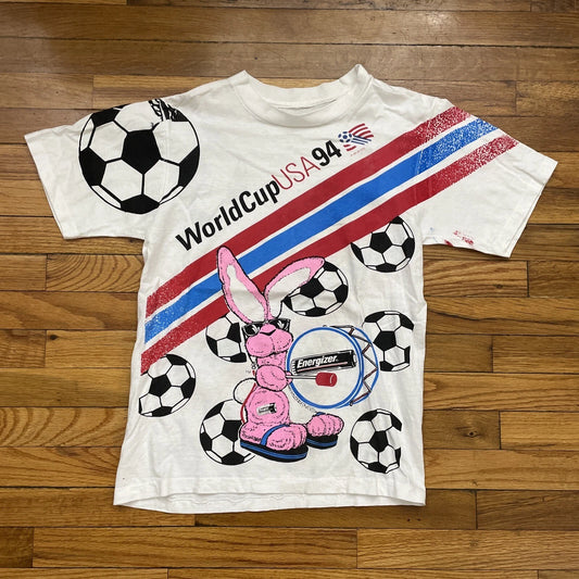 Vintage 1994 World Cup Team USA Energizer Bunny AOP T Shirt Size S Used VTG Rare