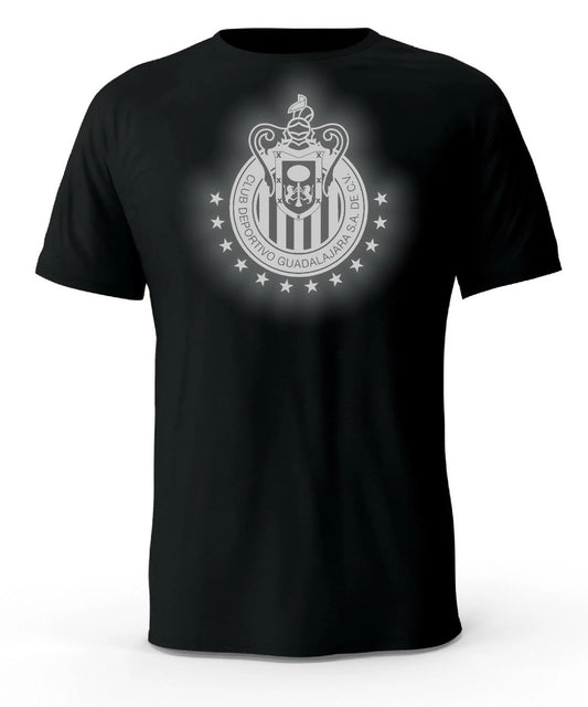 Chivas Guadalajara  Futbol Mexico Black Reflective Logo T-Shirt playera
