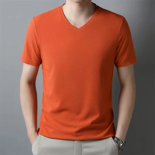 Mens Summer Waffle Knit T Shirt Soft Breathable V Neck Casual Tee Top