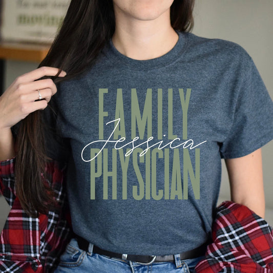 Family physician T-Shirt gift Family Therapist Doctor Customized Unisex tee Blac