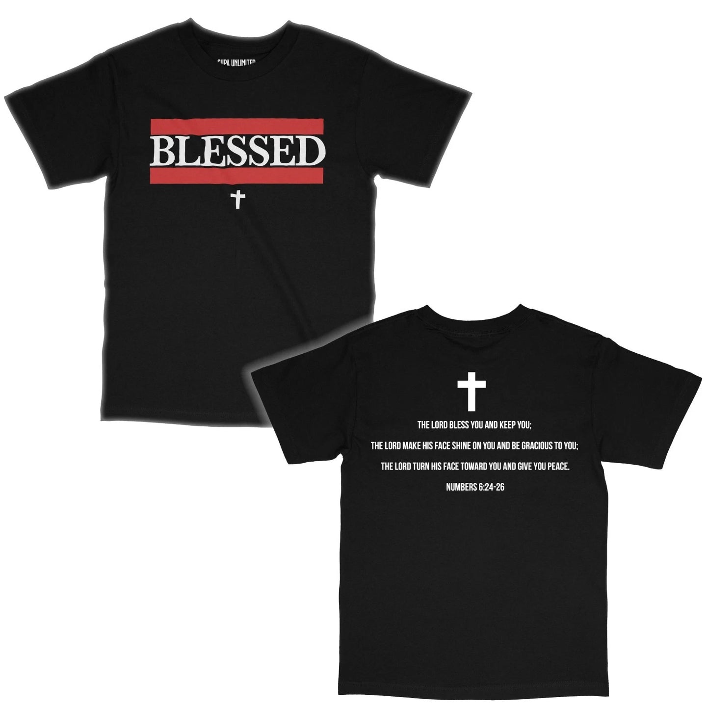 Blessed T-Shirt Men Christian Bible Inspirational Verse Faith Design Front&Back