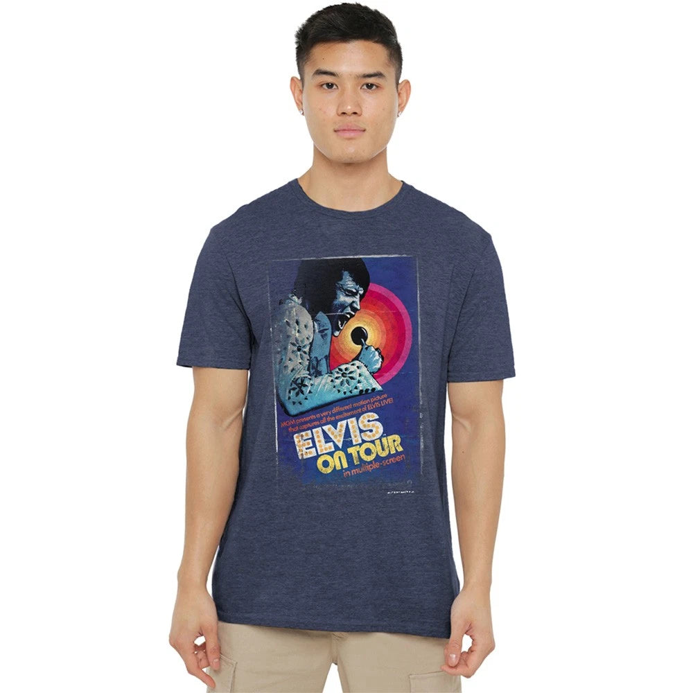 Elvis Presley On Tour Poster Unisex T-Shirt S-3XL, Navy