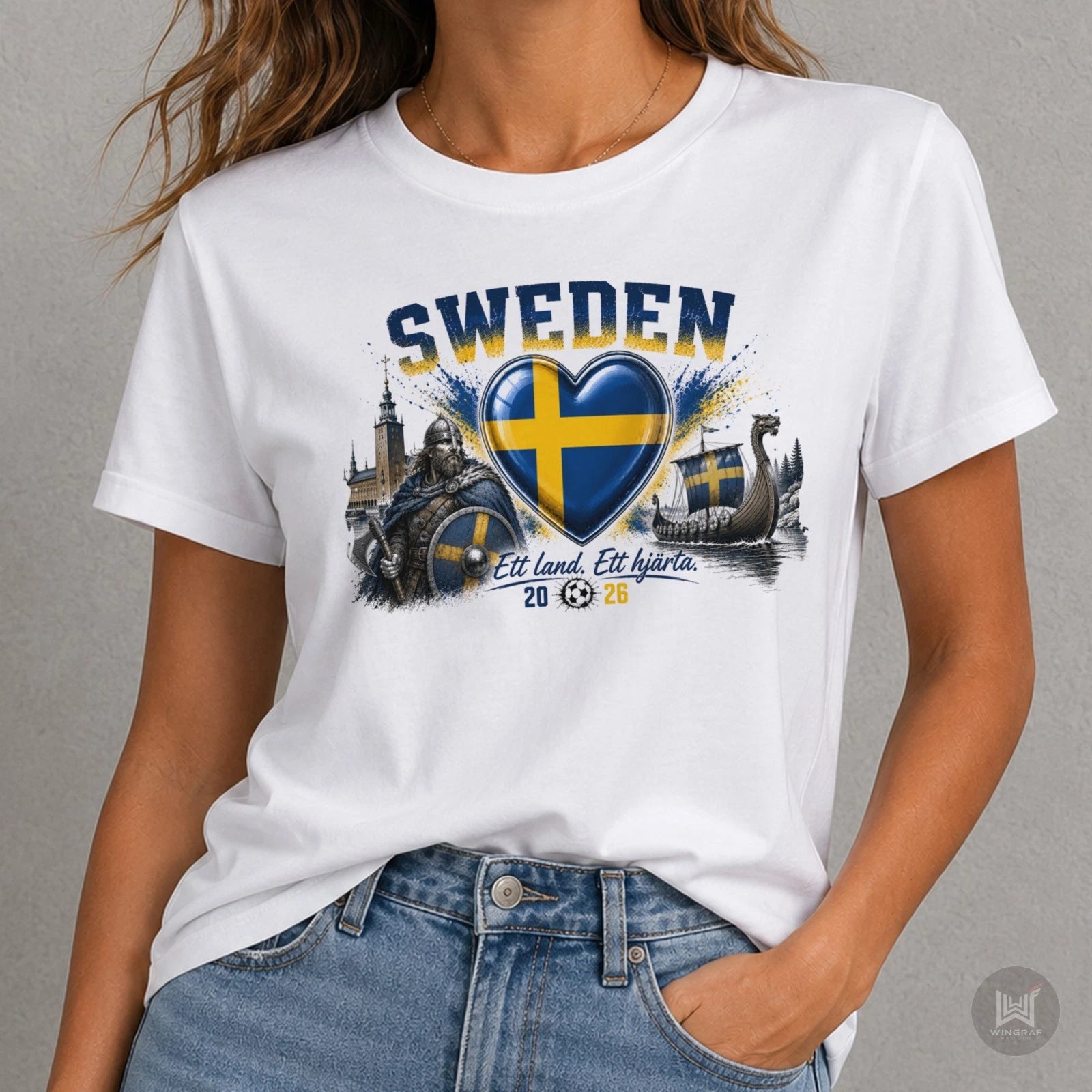 Sweden t shirt 2026 flag football tee gift heart Sverige soccer top all sizes
