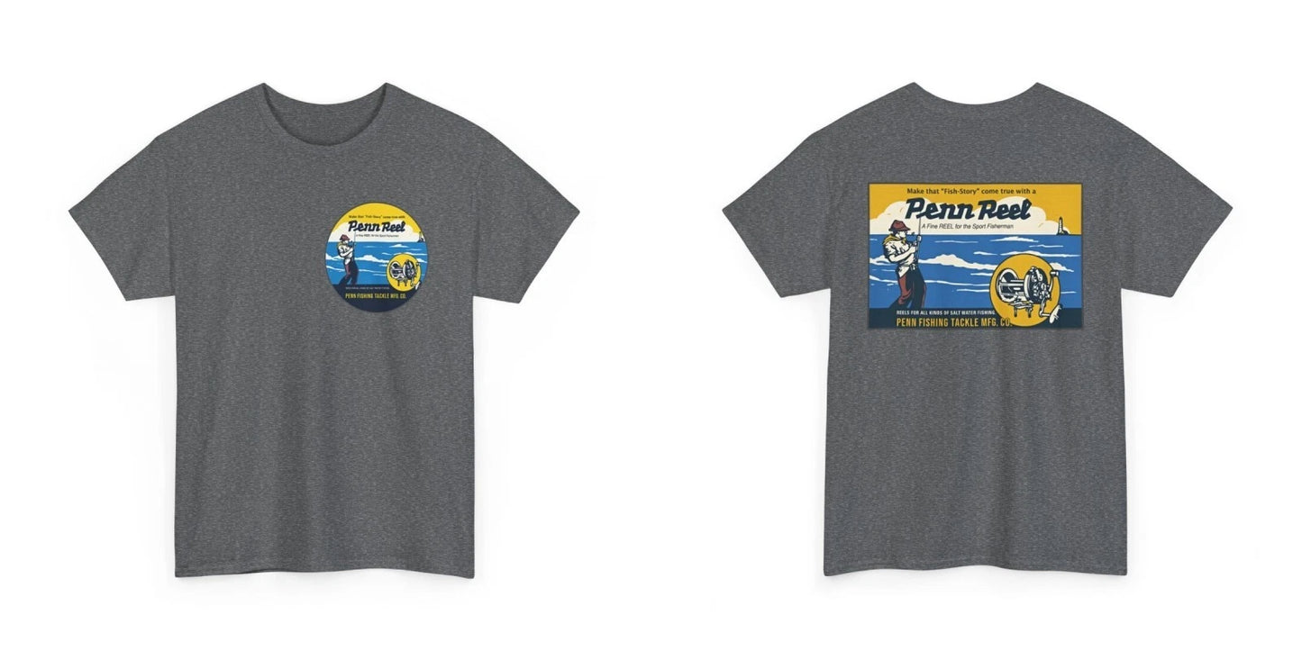 Penn Reel Vintage Fishing Tackle Co. PA Ocean Saltwater Retro Graphic T-Shirt