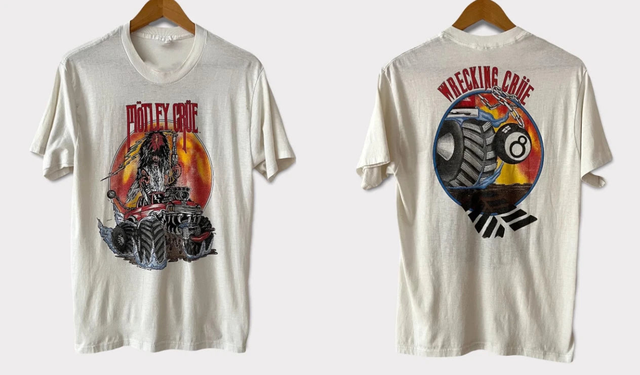 Vintage 1986 Mötley Crüe Wrecking Crüe Promo T-Shirt Glam Metal Tee Rare S-5XL