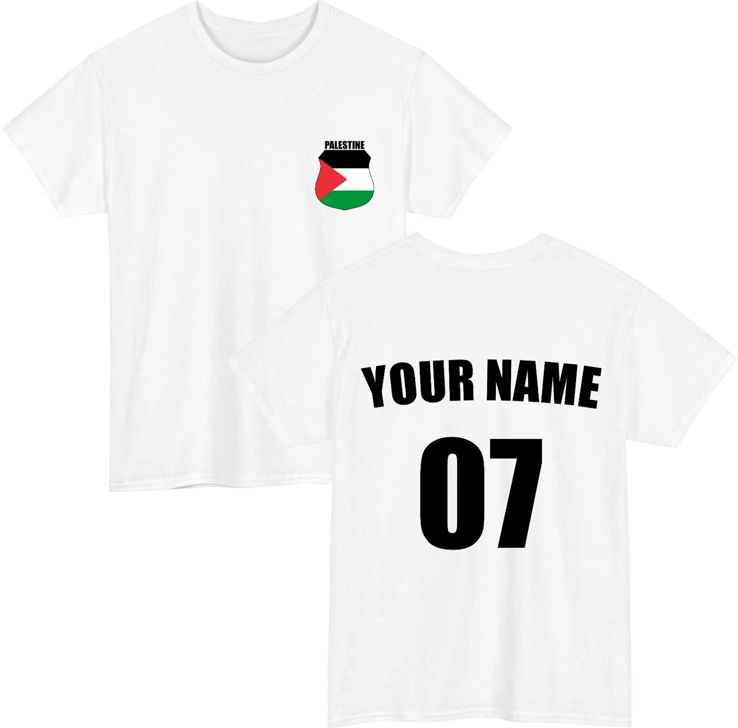 Personalised Palestine Football T-Shirt Custom Name Number Fan Gift Unisex Top