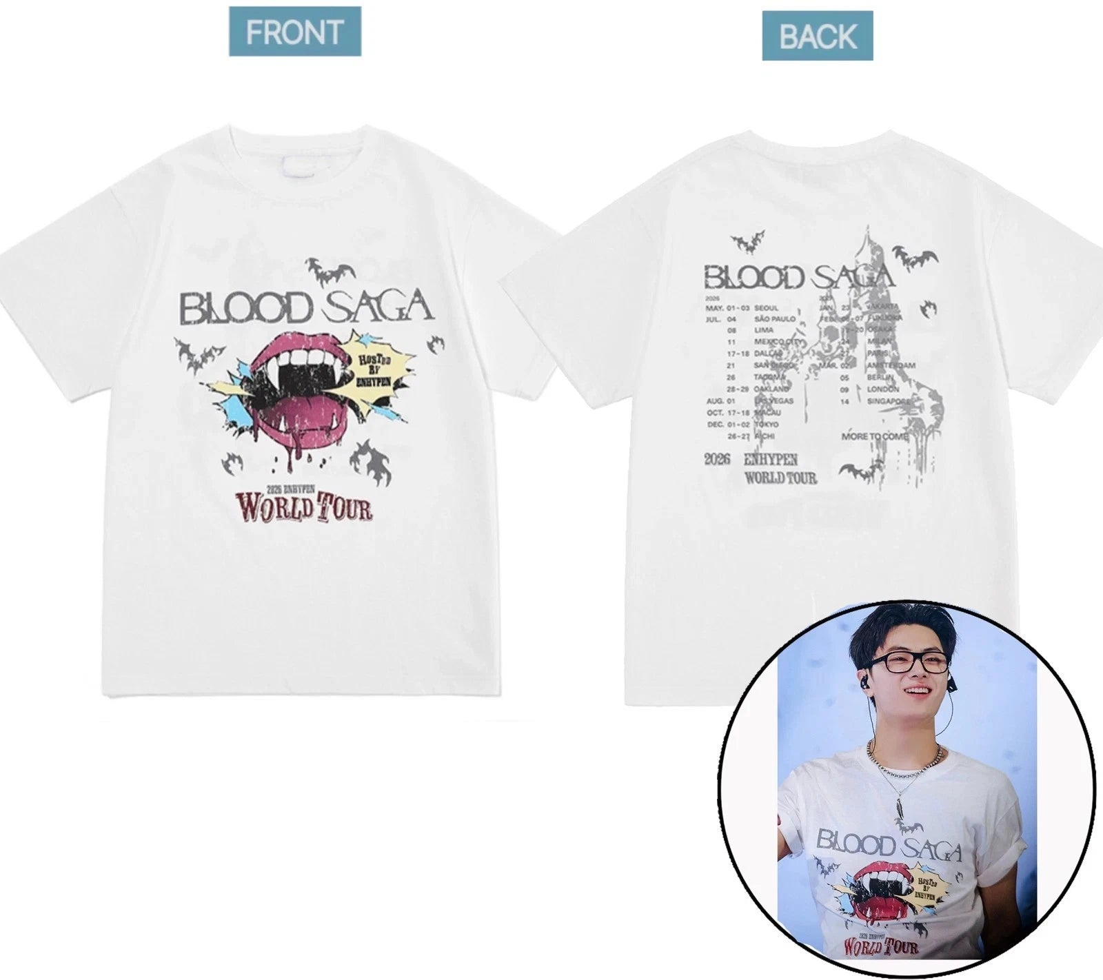 Enhypen World Tour 2026 T-Shirt, Blood Saga Merch reprint Tee, FREESHIP