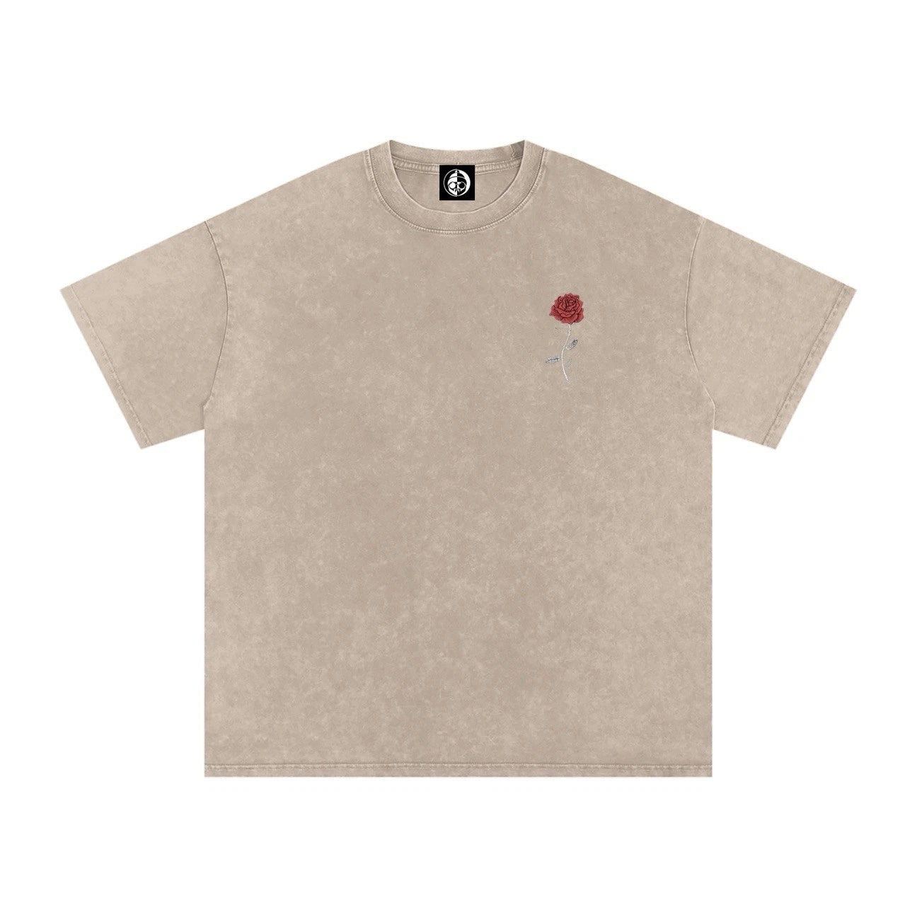 Oversized Khaki Vintage Wash T Shirt | Minimal Streetwear Unisex Heavyweight Tee