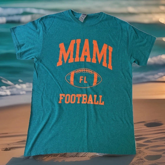 New Official U Of Miami (Florida) Hurricanes Football Shirt sz Medium Blue NCAA