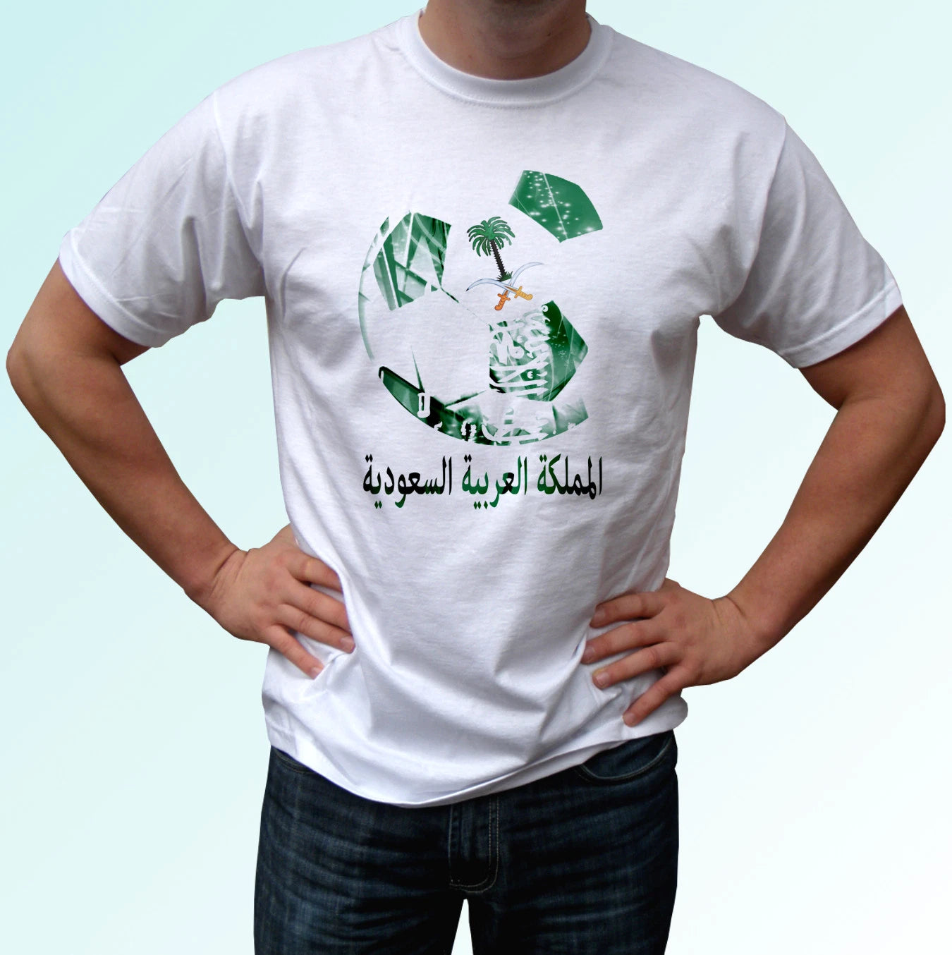 Saudi Arabia football flag white t shirt soccer cup gift top tee all sizes